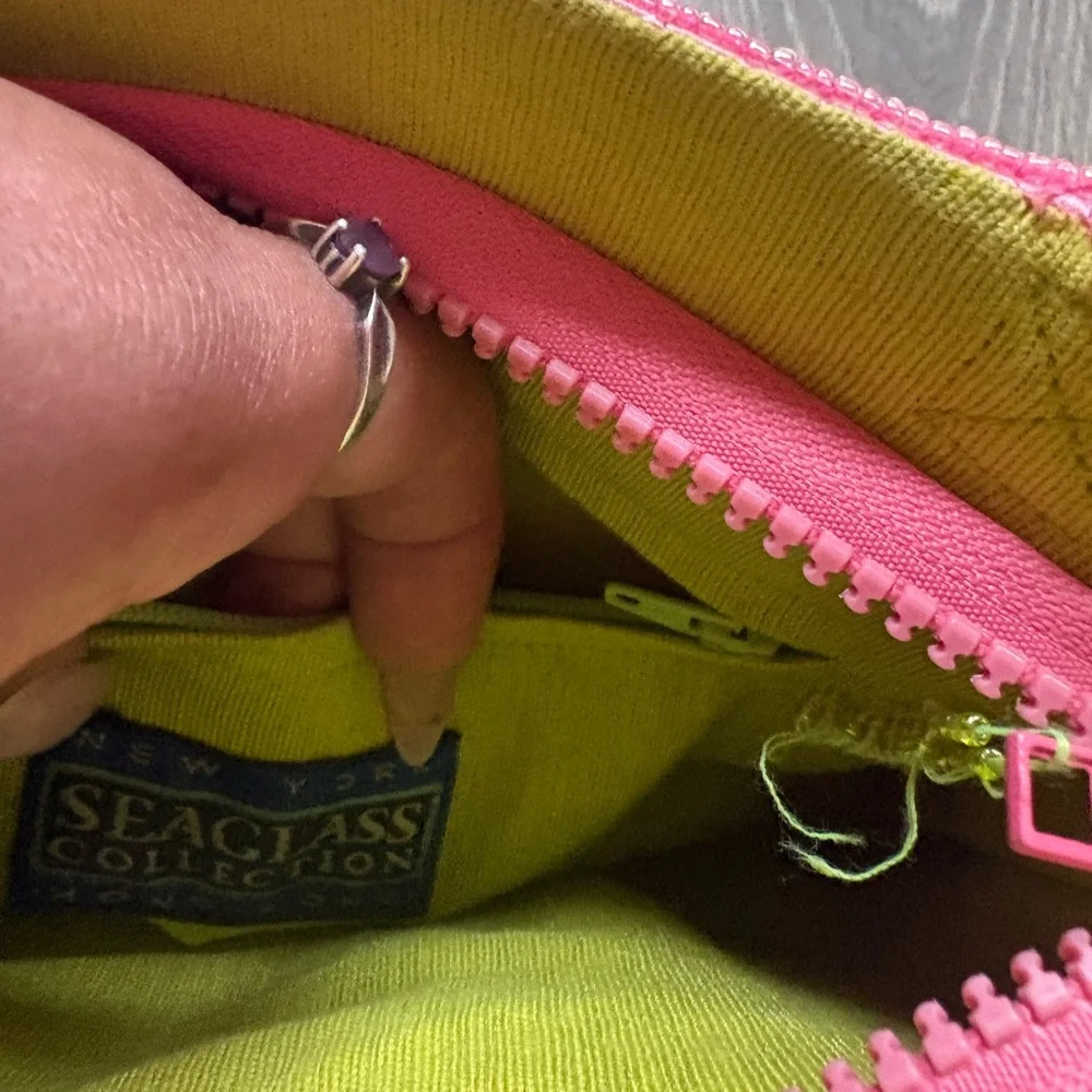 Pink Beaded Cocktail Motif Top-Handle Bag